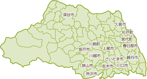 埼玉県の関東しろあり対策協会登録施工業者マップ